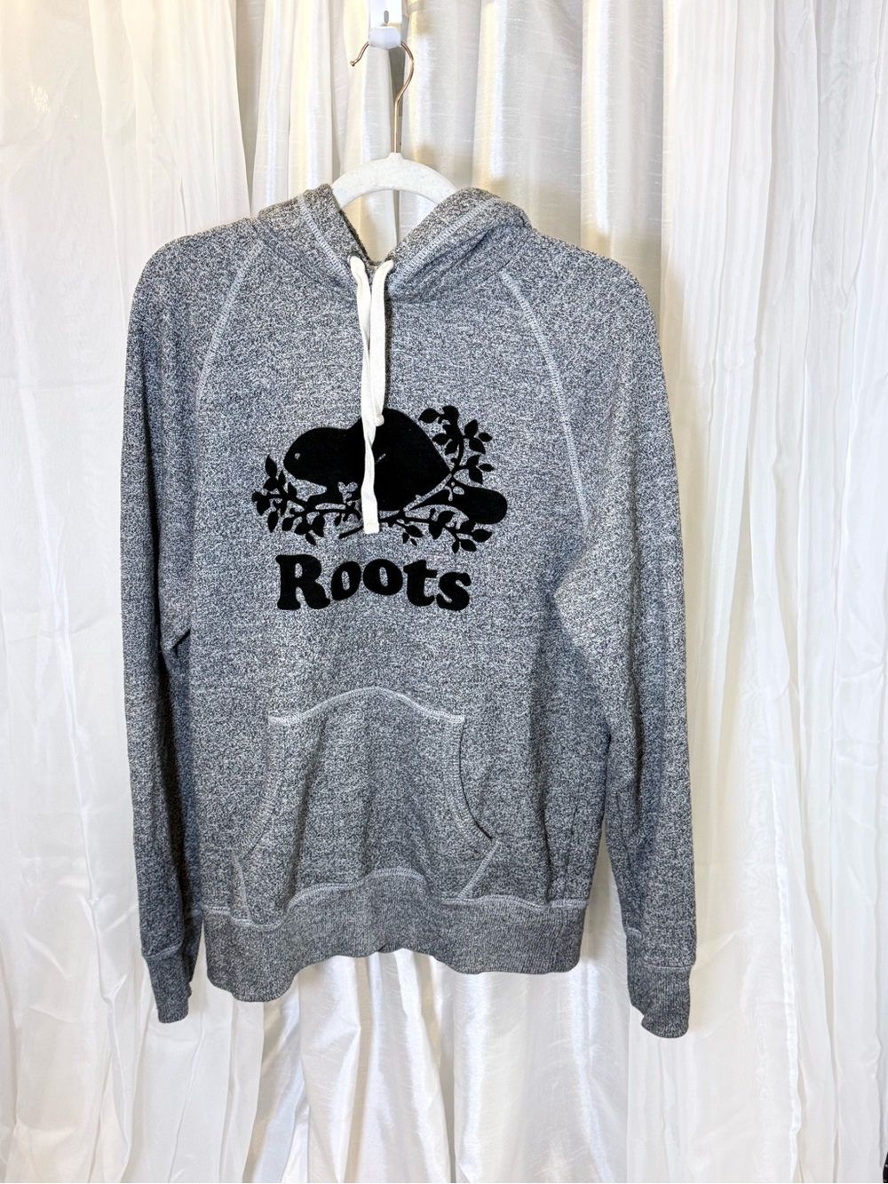 Roots Grey Marled Hoodie with Beaver Logo